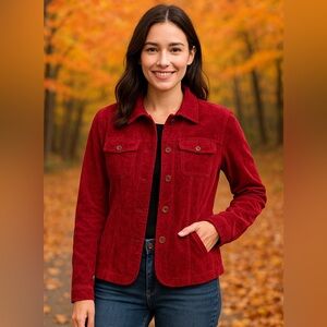 Craft & Barrow tapestry shacket in fall red size small